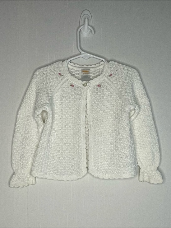 Gymboree Other - Vintage 2005 Gymboree White Knit Cardigan
Sweater with Pink Rosettes 18-24M